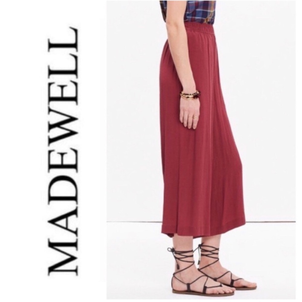 Madewell Clemente Burgundy Wide Leg Cropped Pants